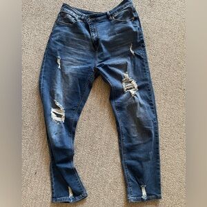 Blue Distressed Women's Jeans